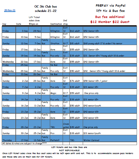 OC bus schedule 21-22 112321